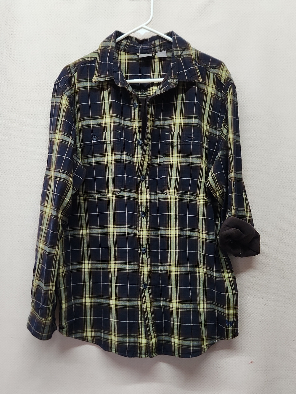 White Sierra Navy and Yellow Plaid Shirt